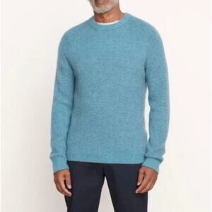 VINCE Plush Cashmere Thermal Sweater Fountain Blue Combo {3O41}